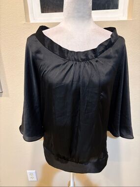 Zara Black Satin Boatneck Blouse-Size S